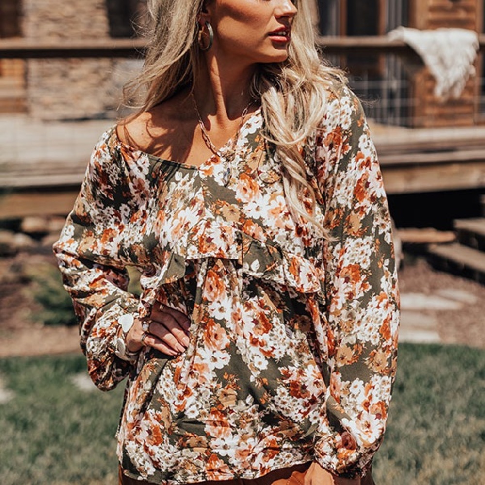 Impressions online boutique RIGHT WHERE YOU ARE BABYDOLL TOP size Large